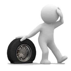 3 D Character With Car Tire PNG Image