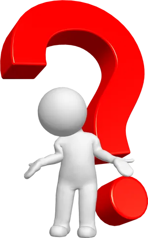 3 D Character With Question Mark PNG Image