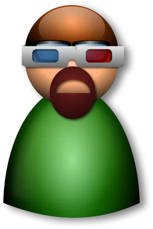 3 D Character With3 D Glasses PNG Image