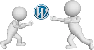 3 D Characters Chasing Wordpress Logo PNG Image