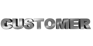 3 D Customer Text Black Background PNG Image