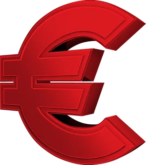 3 D Euro Symbol Red Background PNG Image