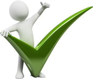 3 D Figure Celebrating Success With Green Checkmark PNG Image