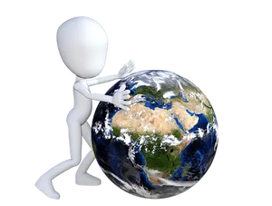 3 D Figure Hugging Earth PNG Image