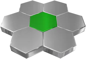 3 D Hexagon Tiles Green Center PNG Image