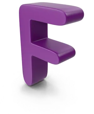 3 D Letter F Purple Standing PNG Image