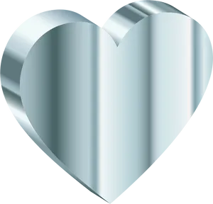 3 D Metallic Heart Graphic PNG Image