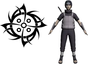 3 D Modelof Anime Ninjawith Symbol PNG Image