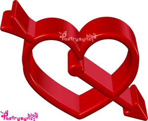 3 D Red Heart Arrow Design.png PNG Image