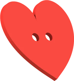 3 D Red Heart Button Design PNG Image