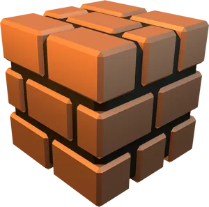 3 D Rendered Brick Cube PNG Image