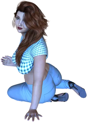 3 D Rendered Female Character Posing PNG Image