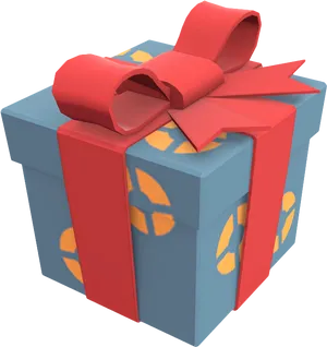 3 D Rendered Gift Boxwith Red Ribbon PNG Image