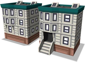 3 D Rendered Twin Buildings PNG Image
