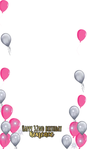 32nd Birthday Balloon Celebration Snapchat Filter PNG Image