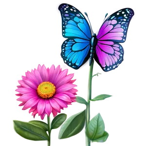 3d Butterfly On Flower Png 50 PNG Image