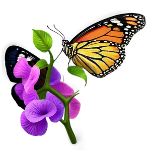 3d Butterfly On Flower Png Ibq PNG Image