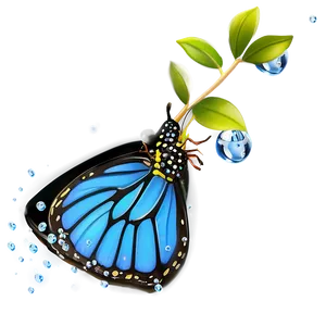 3d Butterfly With Dew Drops Png 4 PNG Image