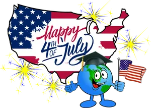 4thof July Celebration Cartoon PNG Image