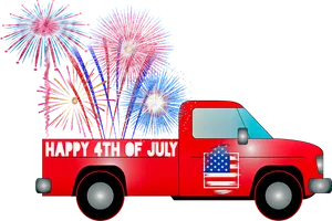 4thof July Fireworks Truck Celebration PNG Image