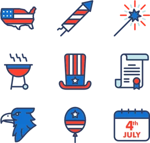 4thof July Icons Set PNG Image