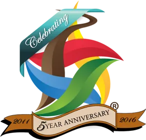 5 Year Anniversary Celebration Logo PNG Image