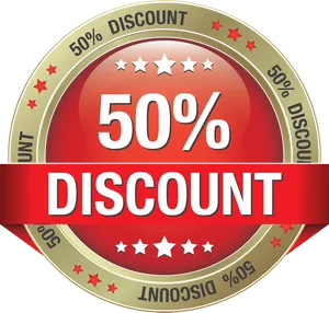 50 Percent Discount Badge PNG Image