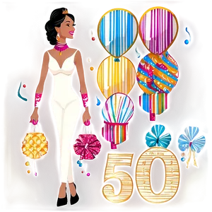 50th Birthday Festive Elegance Png Emv PNG Image