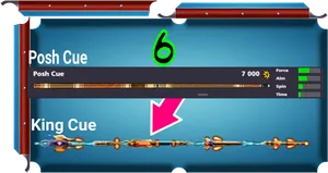 8 Ball Pool Cue Selection PNG Image