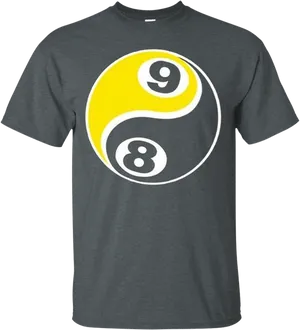 8 Ball Pool Yin Yang T Shirt Design PNG Image