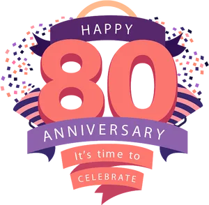 80th Anniversary Celebration Banner PNG Image