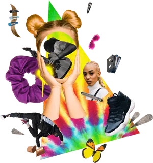 90s Culture Collage PNG Image