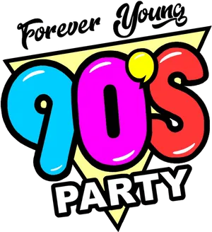 90s Forever Young Party Graphic PNG Image