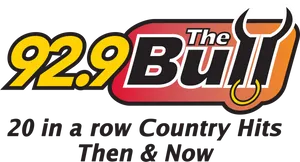 92.9 The Bull Country Hits Radio Station Logo PNG Image