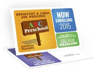 A B C Preschool Enrollment Postcard PNG Image