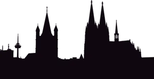 A Black Background With Black Silhouettes PNG Image