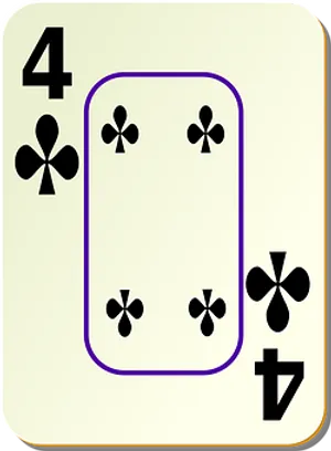 A Card With A Rectangular Rectangle And Four Of Clubs PNG Image