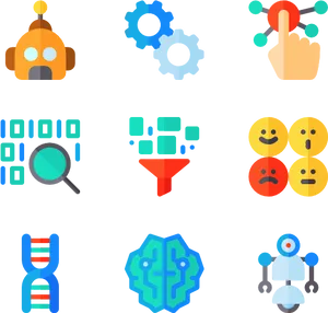 A I Technology Icons Set PNG Image