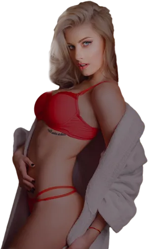 A Woman In A Red Lingerie PNG Image