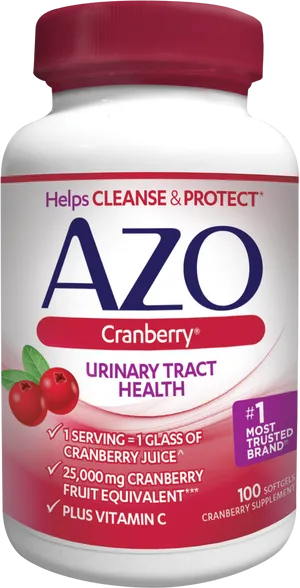 A Z O Cranberry Urinary Tract Health Supplement Bottle PNG Image