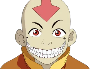 Aang Creepy Smile Illustration PNG Image