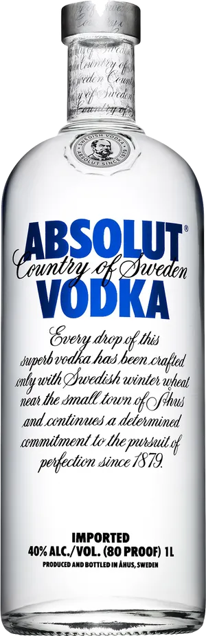 Absolut Vodka Bottle Sweden PNG