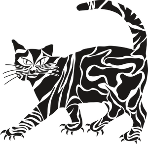 Abstract Black Cat Illustration PNG Image