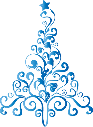 Abstract Blue Christmas Tree Art PNG Image