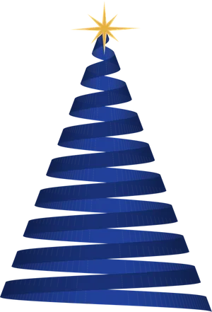 Abstract Blue Christmas Treewith Golden Star PNG Image