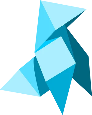 Abstract Blue Origami Bird PNG Image