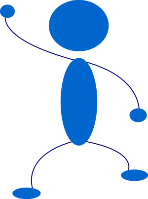 Abstract Blue Stick Figure Art PNG Image