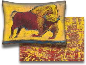 Abstract Bull Art Pillow PNG Image