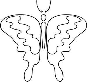 Abstract Butterfly Outline Black And White PNG Image