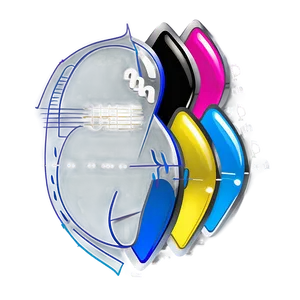 Abstract C M Y K Guitar Design PNG Image